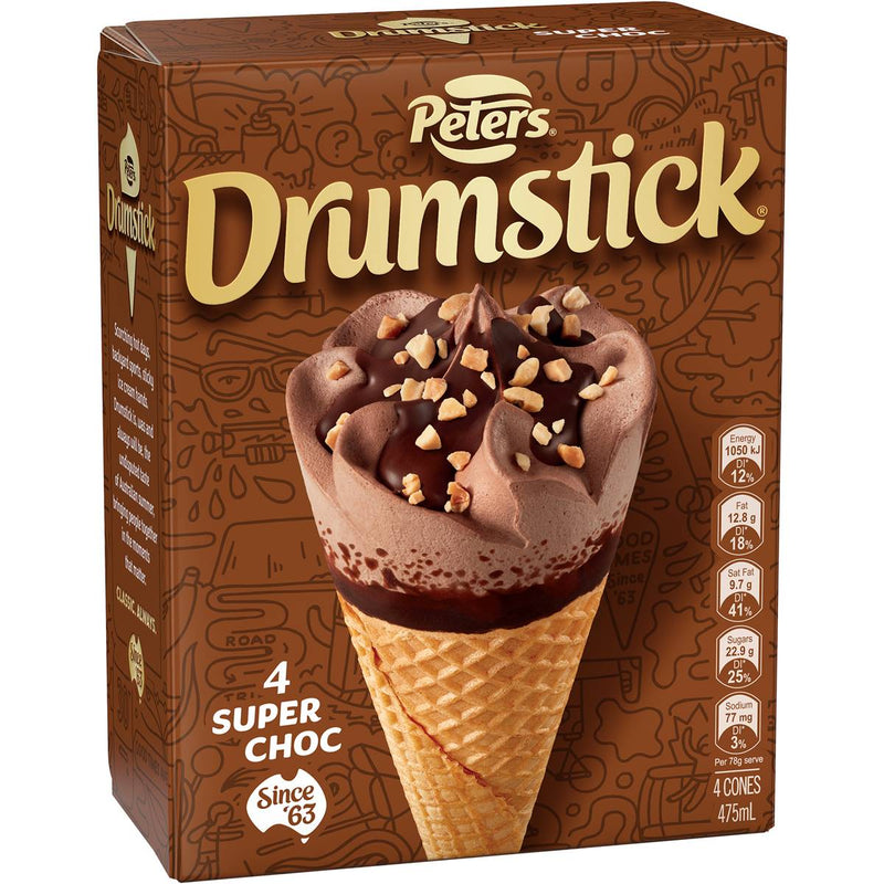 Peters Drumstick Super Chocolate 4 Pack