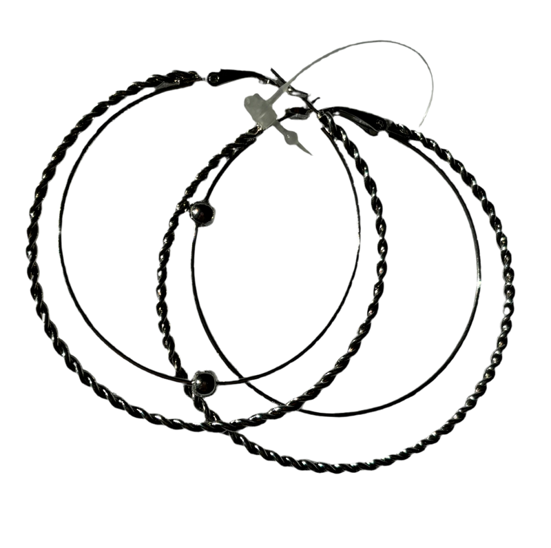 Silver Hoop in hoop Earrings with a drop (Large Size)