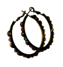 Golden Hoop Earrings with Multicolor drops (Small Size)