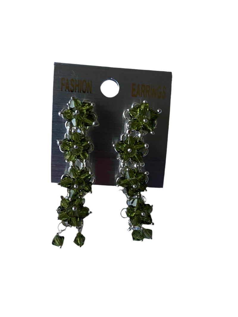 Floral Drop & Dangle Earrings (Olive Green)