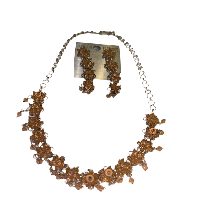 Exquisite Necklace and Earring set for Women (Rusty brown colour)