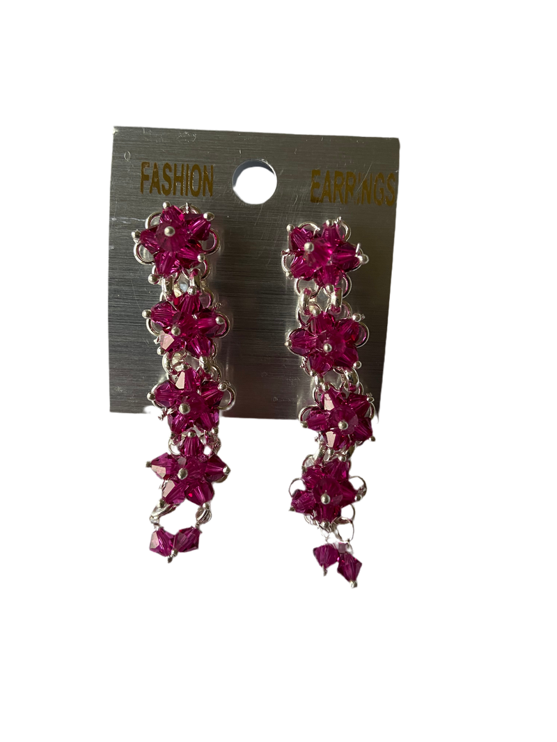 Floral Drop & Dangle Earrings (Magenta Pink)