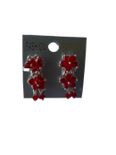 Small Floral Drop & Dangle Earrings (Red)
