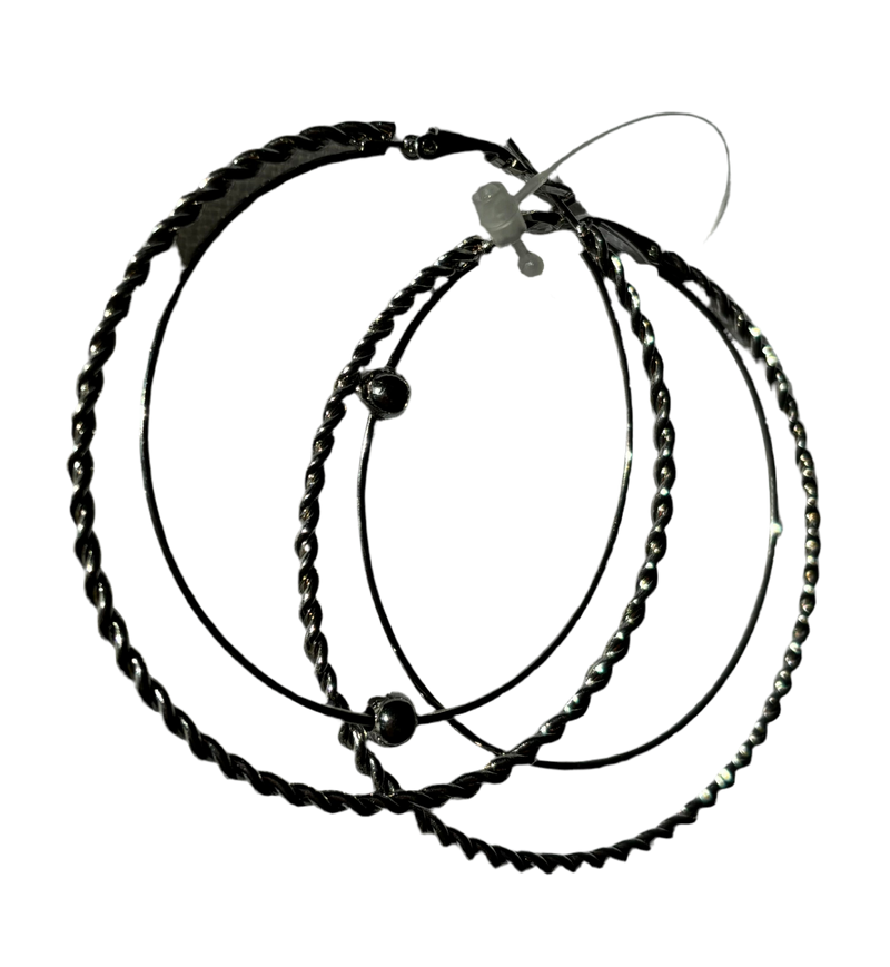 Silver Hoop in hoop Earrings with a drop (Large Size)