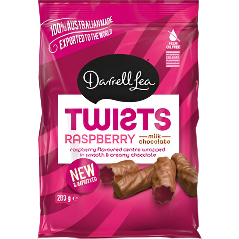 Darrell Lea Liqourice Twist Milk Chocolate Raspberry 200g