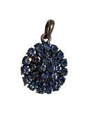 Sterling faux Silver Elegant Round Blue Stones Pendant