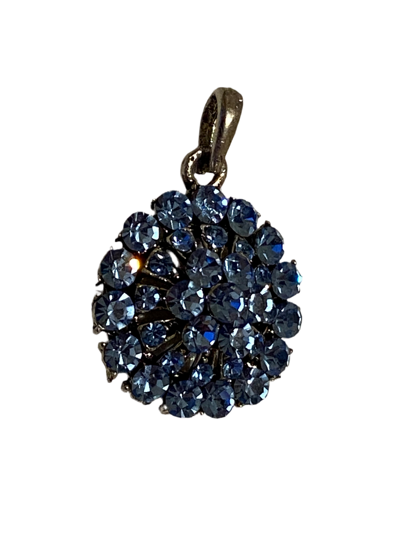 Sterling faux Silver Elegant Round Blue Stones Pendant