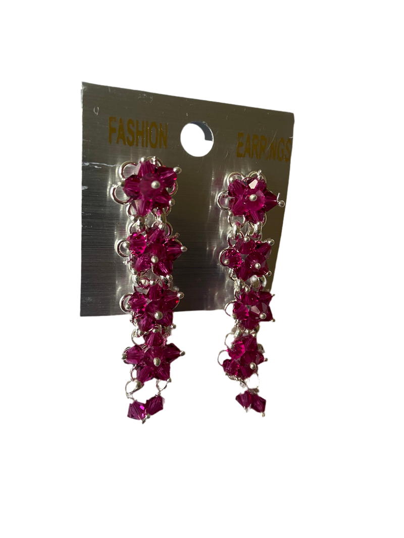 Floral Drop & Dangle Earrings (Magenta Pink)