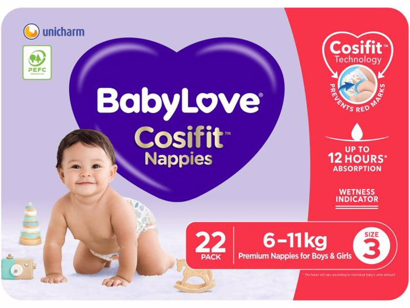 Babylove Cosifit Crawler Convenience Nappies 22 Pack Size 3 6-11 kg