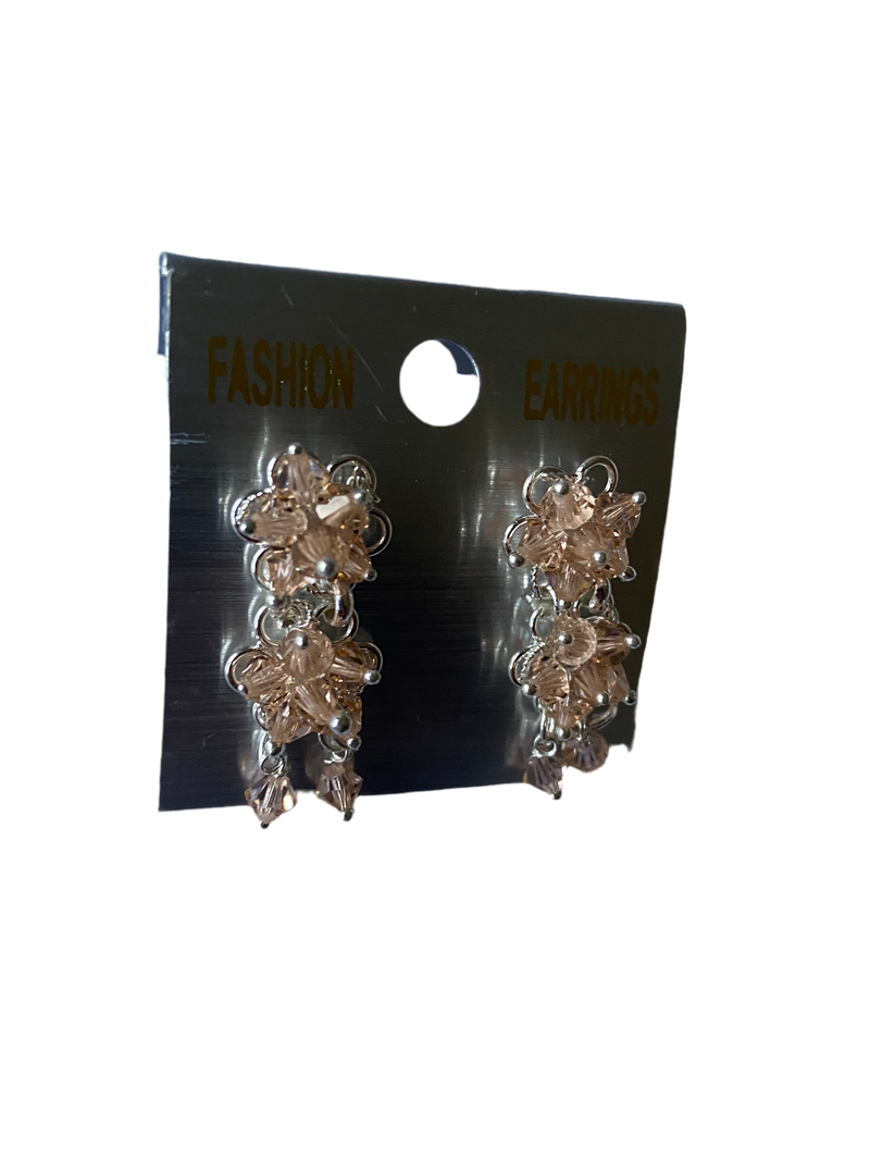 Small Floral Drop & Dangle Earrings (Peach)