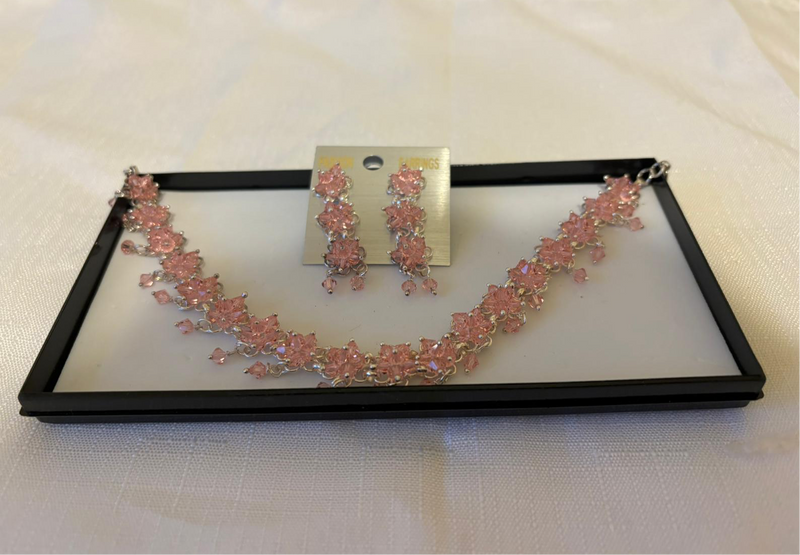 Exquisite Necklace and Earring set for Women (Peach colour)