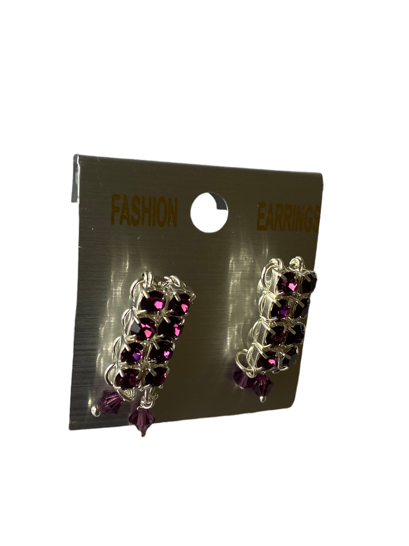 Rectangle Hoop Earrings (Purple)