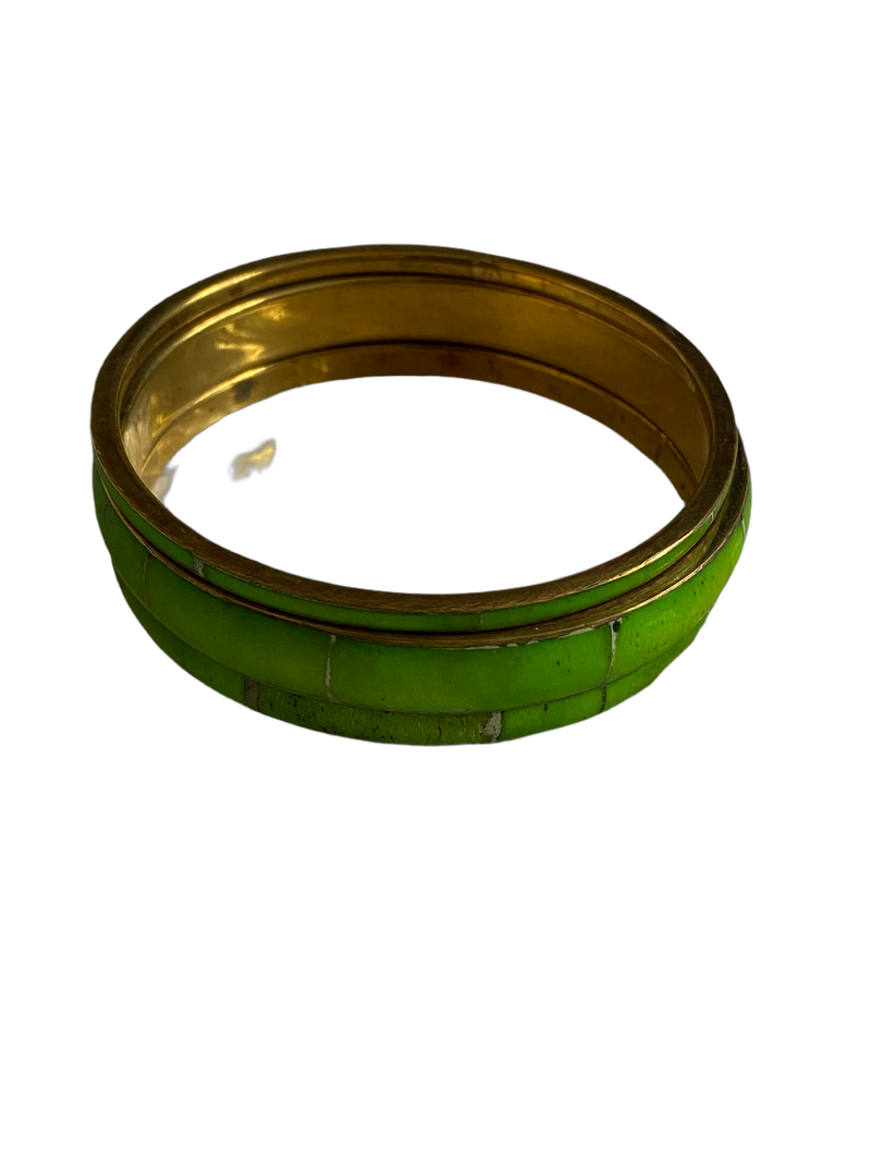 Golden and Green Bangles for women and kids, Set of 3