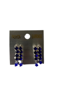 Rectangle Hoop Earrings (Navy Blue)