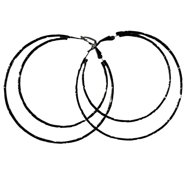 Silver Hoop in hoop Earrings with cuts (Medium Size)