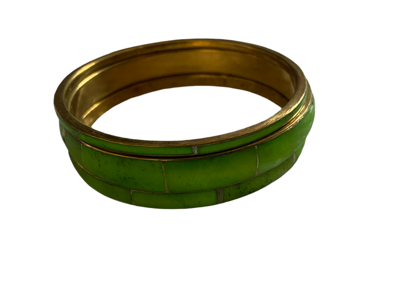 Golden and Green Bangles for women and kids, Set of 3