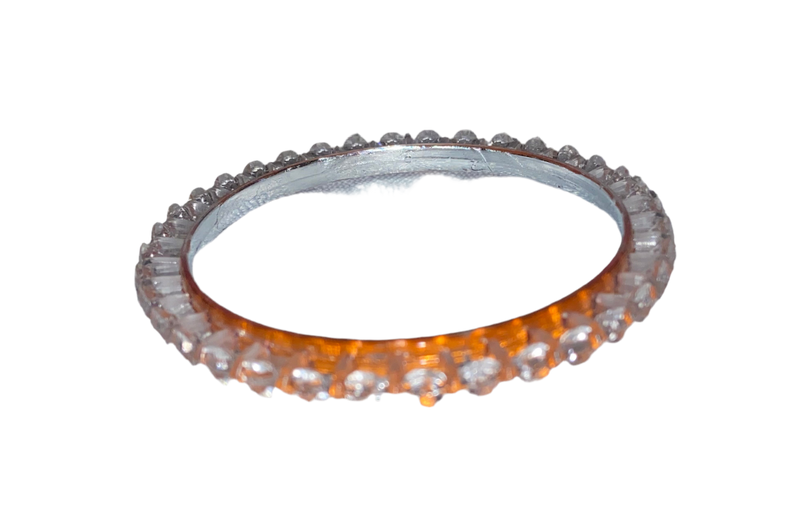 Orange bangle with diamonds cut beads for kids (Age 2-6)