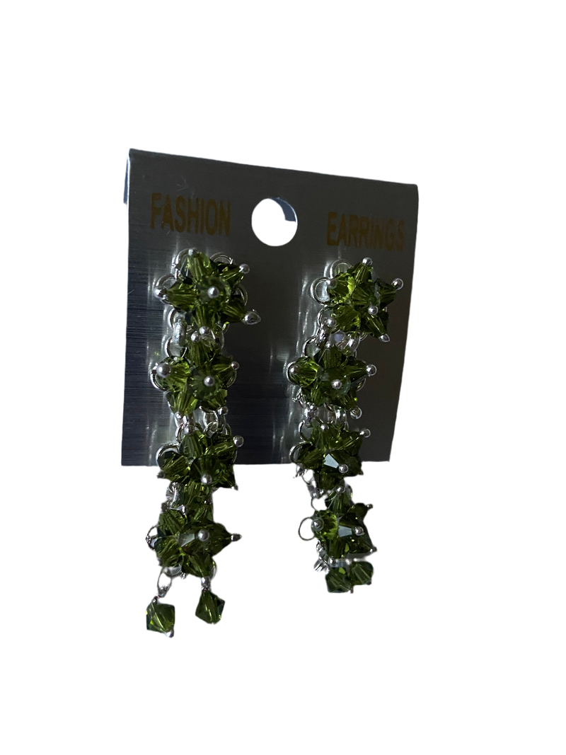 Floral Drop & Dangle Earrings (Olive Green)