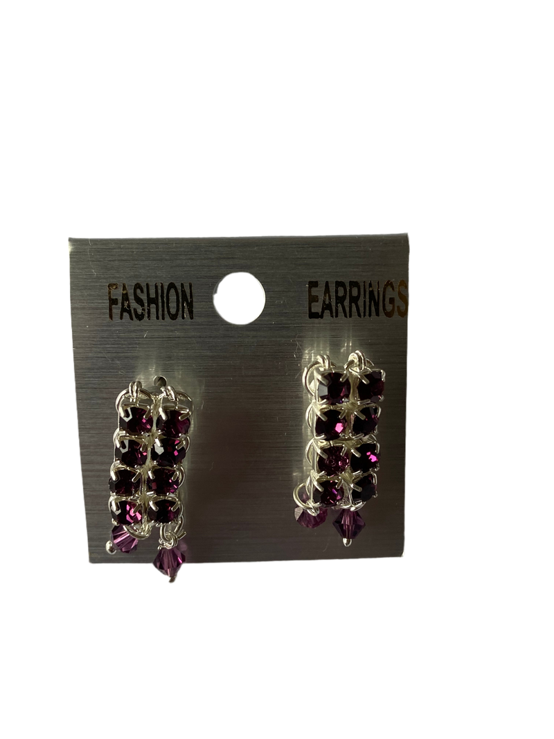 Rectangle Hoop Earrings (Purple)