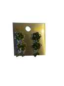 Small Floral Drop & Dangle Earrings (Olive Green)