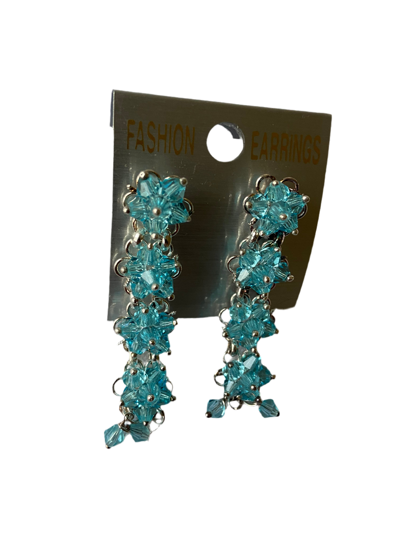 Floral Drop & Dangle Earrings (Aqua Blue)