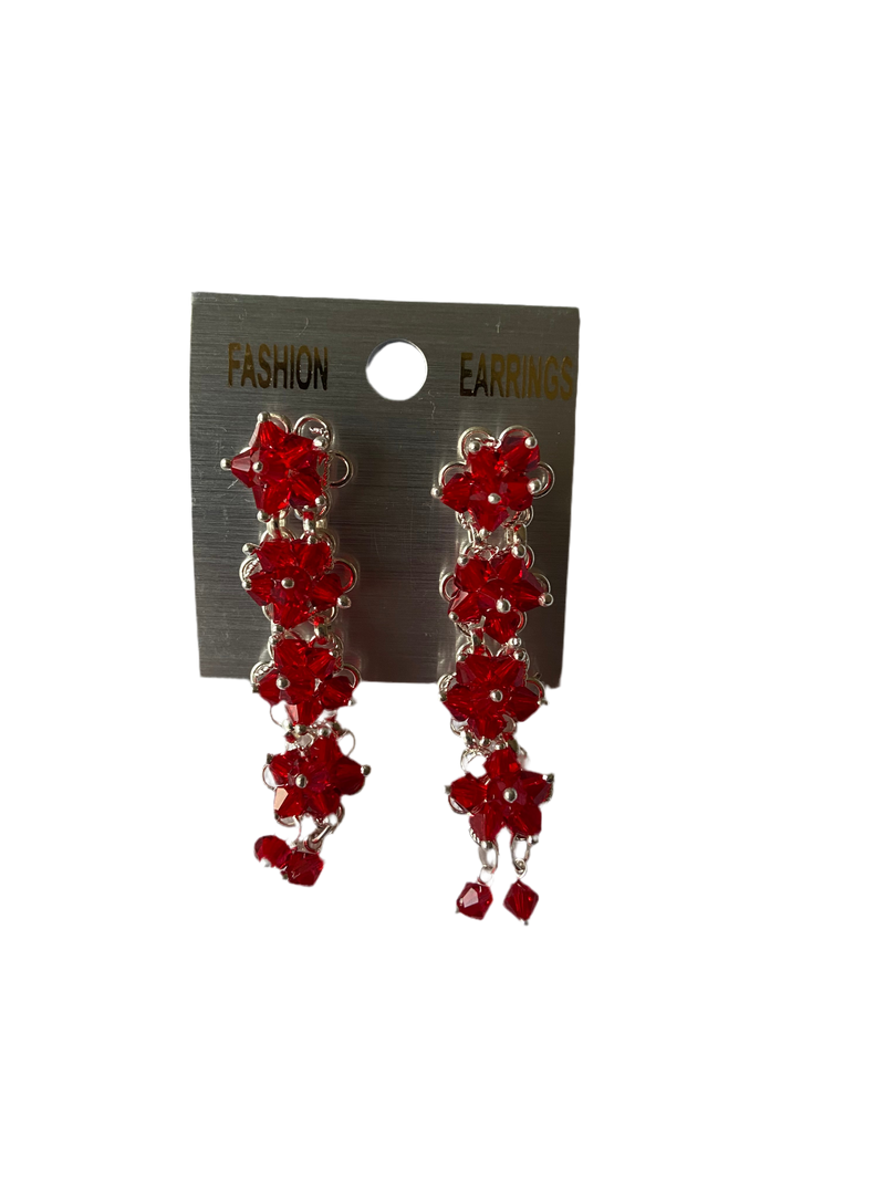 Floral Drop & Dangle Earrings (Red)