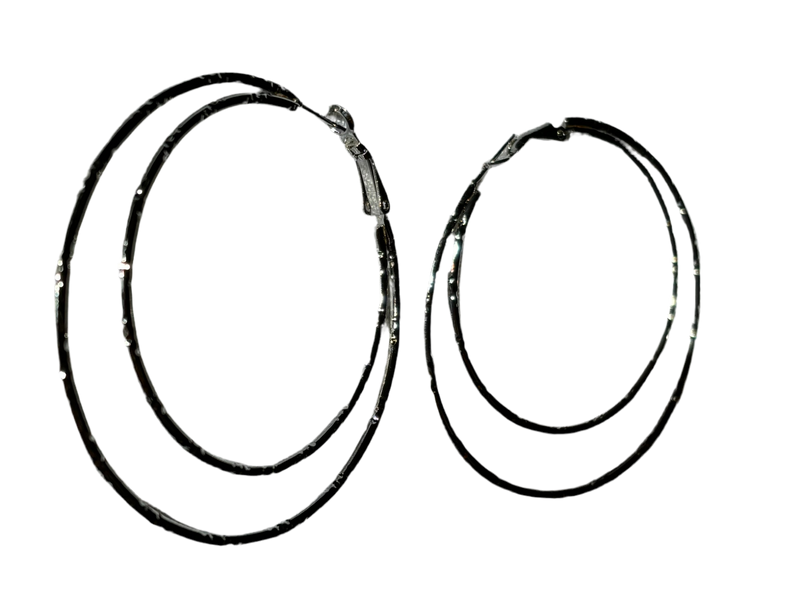 Silver Hoop in hoop Earrings with cuts (Medium Size)