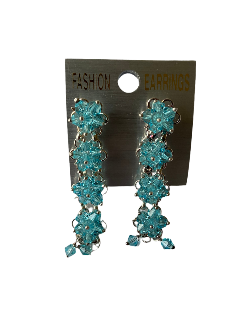 Floral Drop & Dangle Earrings (Aqua Blue)