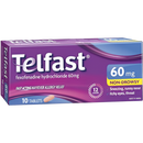 Telfast Hayfever Allergy Relief 60mg Antihistamine Tablets 10 Pack