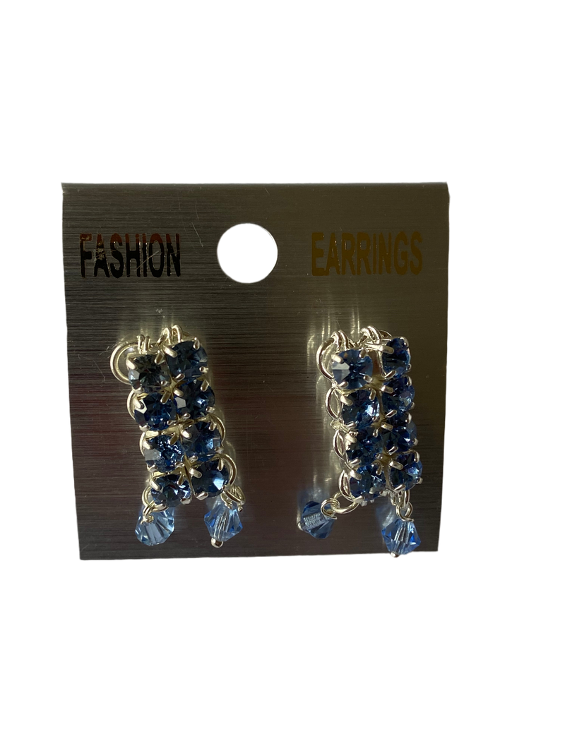 Rectangle Hoop Earrings (Blue)