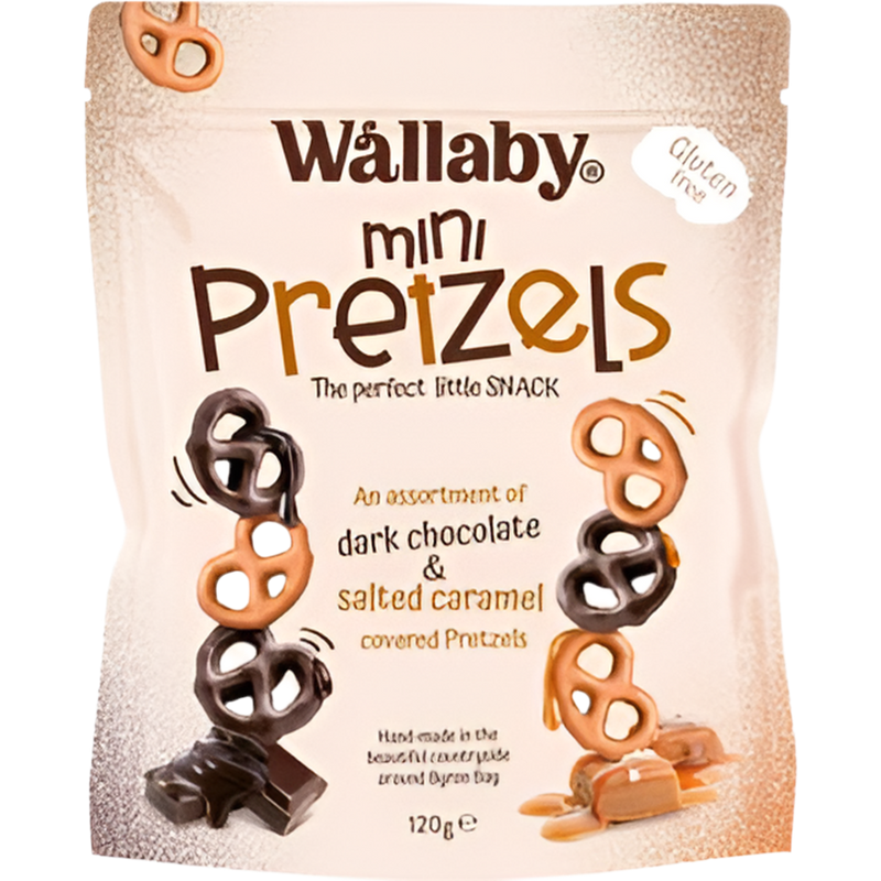 Wallaby Mini Assorted Chocolate Pretzels 120g