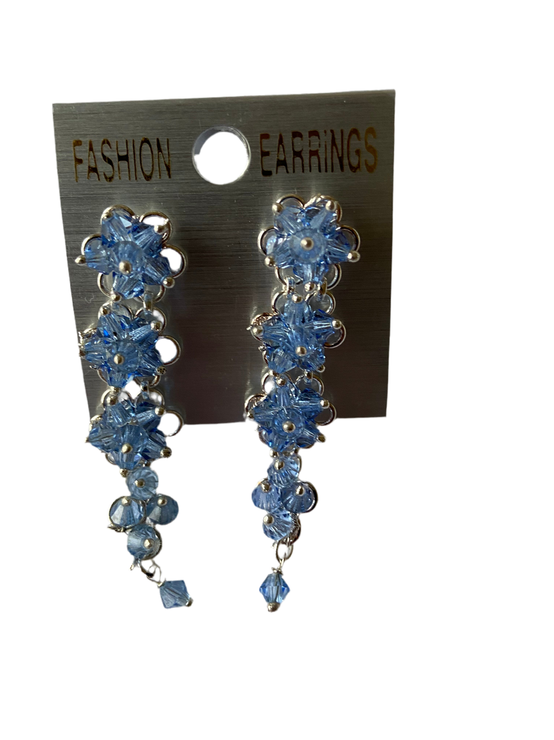 Floral Drop & Dangle Earrings (Blue)