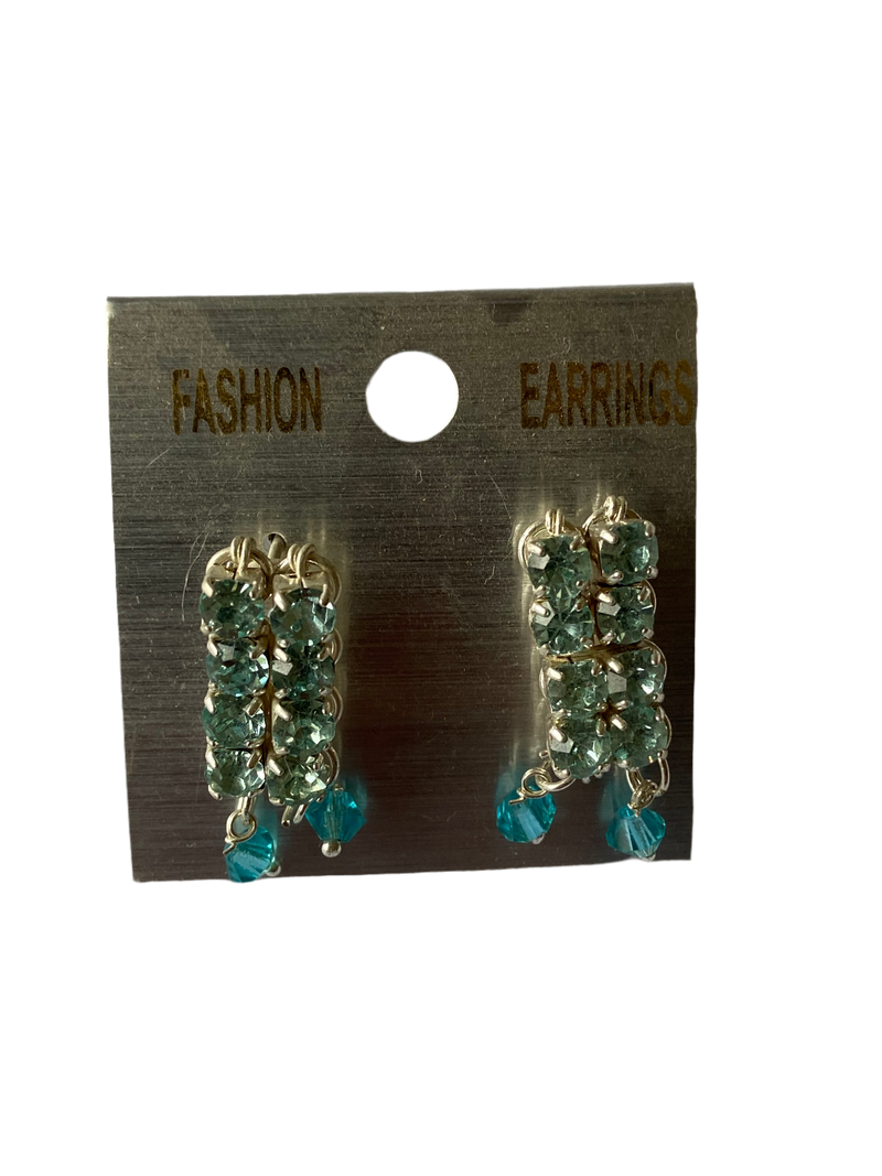 Rectangle Hoop Earrings (Aqua Blue)