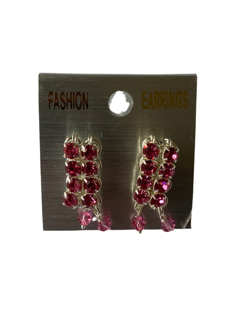 Rectangle Hoop Earrings (Pink)