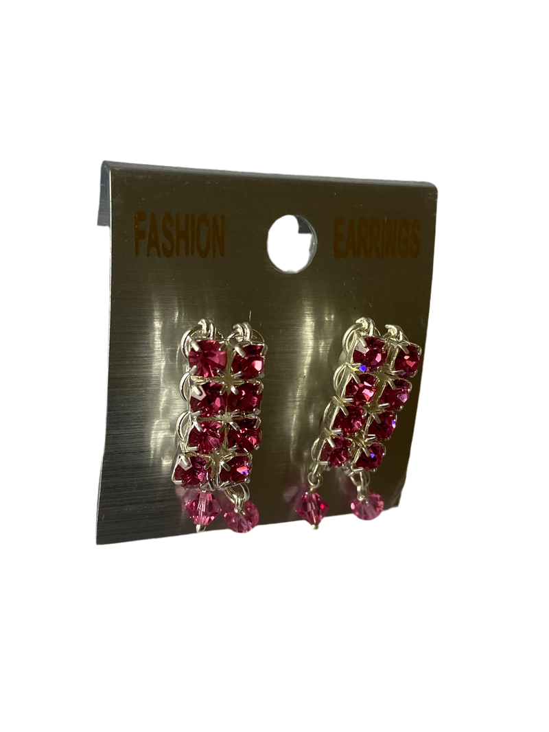 Rectangle Hoop Earrings (Pink)