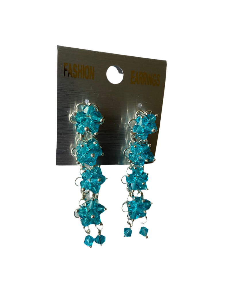 Floral Drop & Dangle Earrings (Sky Blue)