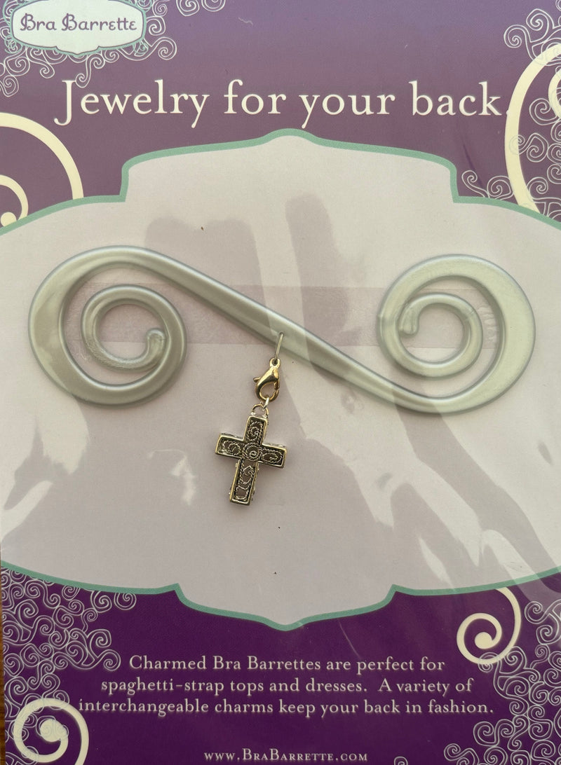 Silver Bra Barrette with Silver Cross charm