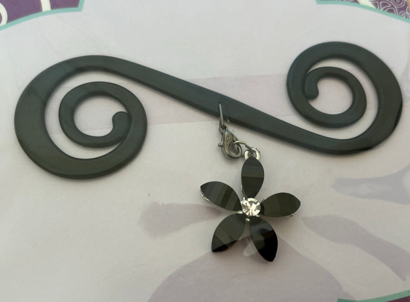 Black Bra Barrette with Black flower charm