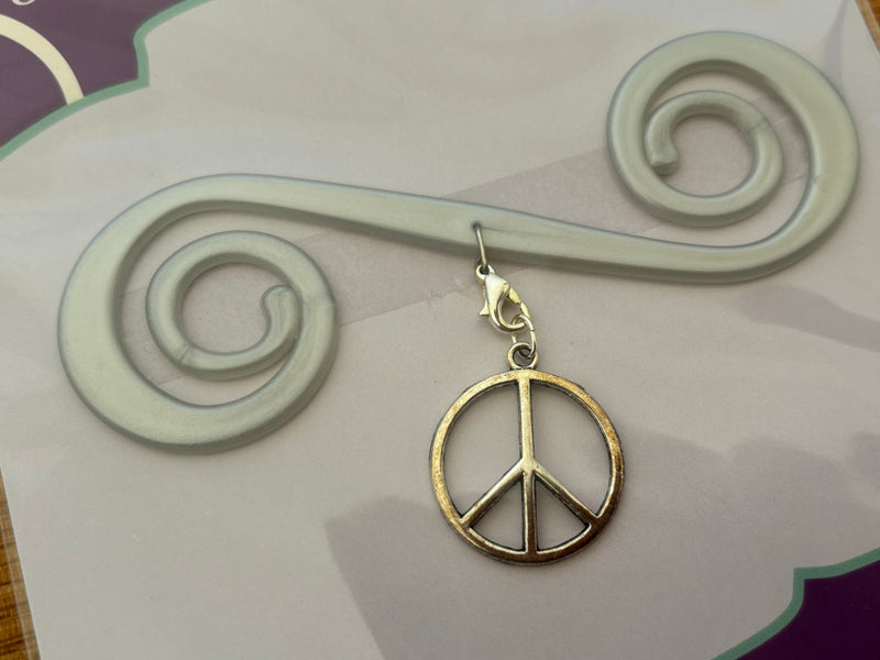 Silver Bra Barrette with Silver Peace Sign charm