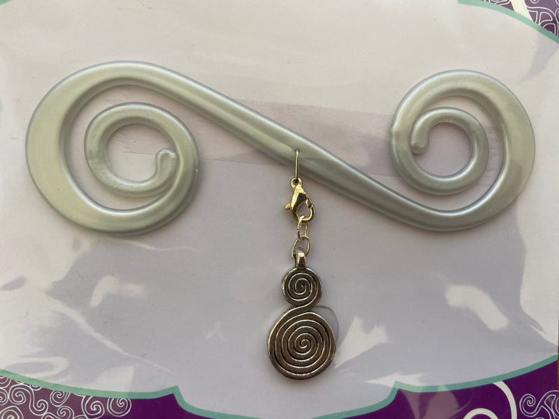 Silver Bra Barrette with Silver spiral hoop charm