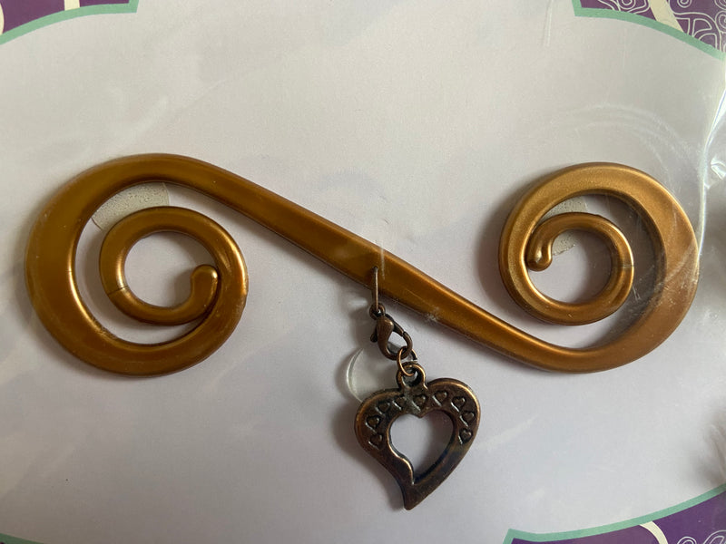 Bronze Bra Barrette with Copper Heart