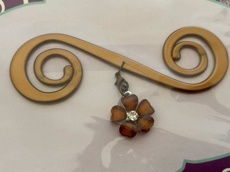 Bronze Bra Barrette with Rust Orange Flower charm