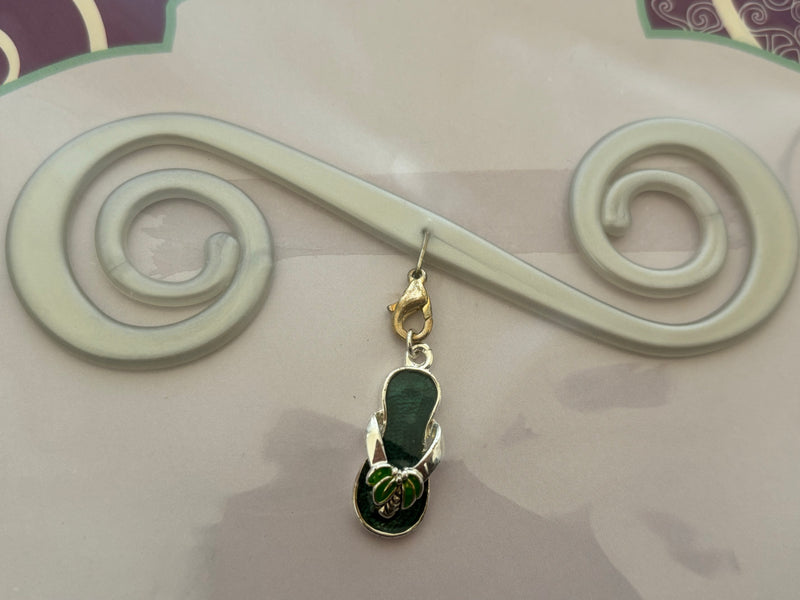 Silver Bra Barrette with Green slipper charm