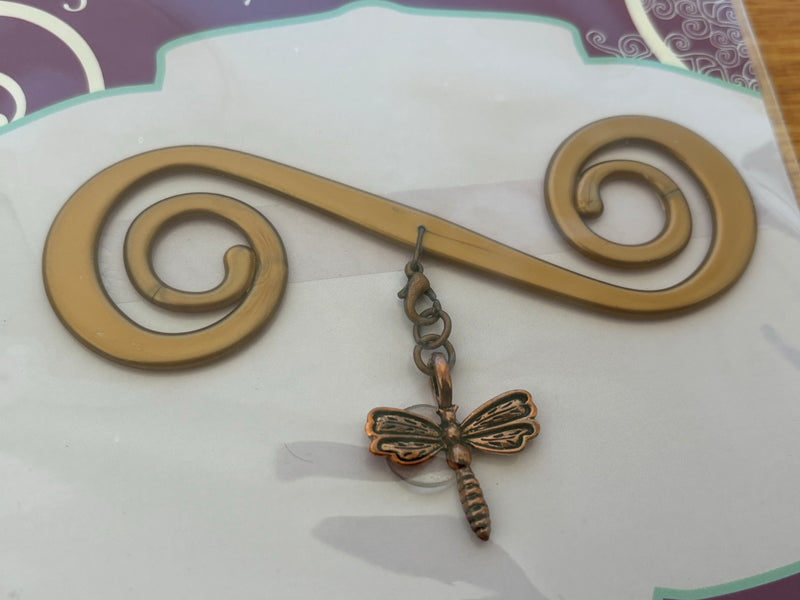 Bronze Bra Barrette with Copper Dragonfly charm