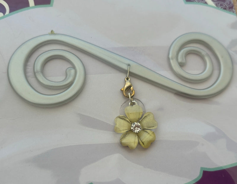 Silver Bra Barrette with Lime yellow flower charm