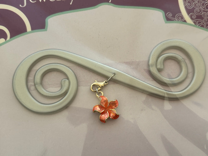 Silver Bra Barrette with Orange flower charm