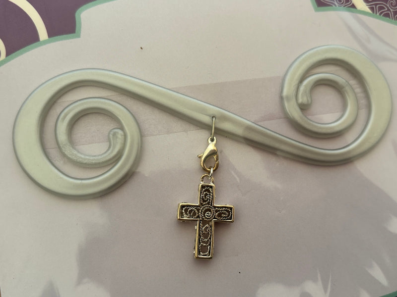 Silver Bra Barrette with Silver Cross charm