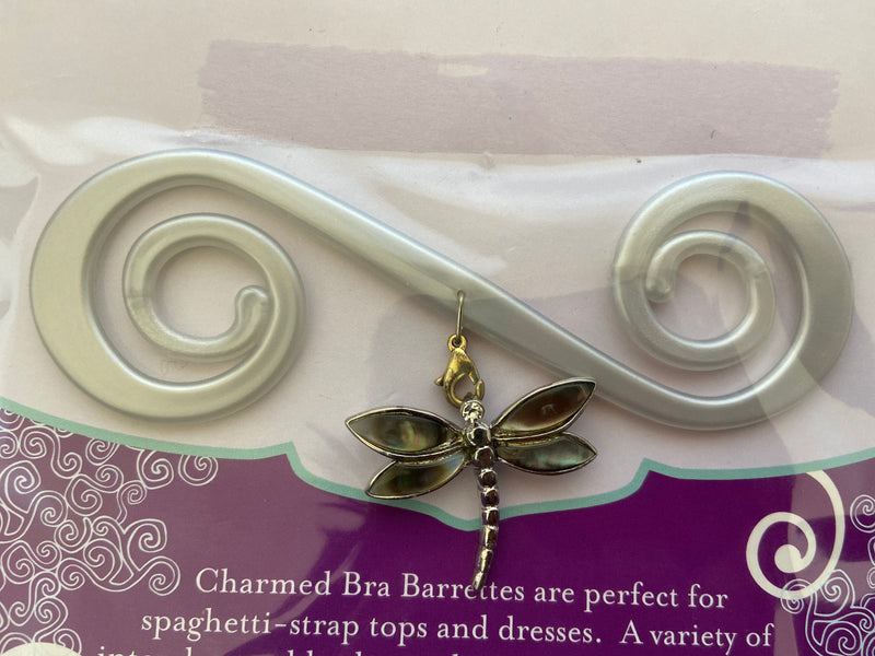 Silver Bra Barrette with Silver dragonfly charm