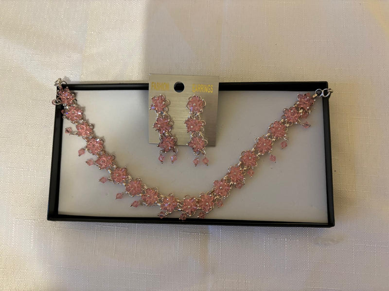 Exquisite Necklace and Earring set for Women (Peach colour)