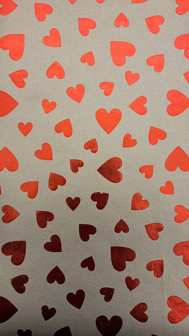 A4 handmade paper (Grey with red hearts)